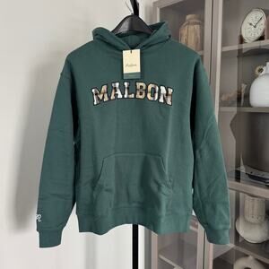Malbon Fesque Preston Hunter Green Hoodie Small NEW Plaid Logo Hooded Sweatshirt